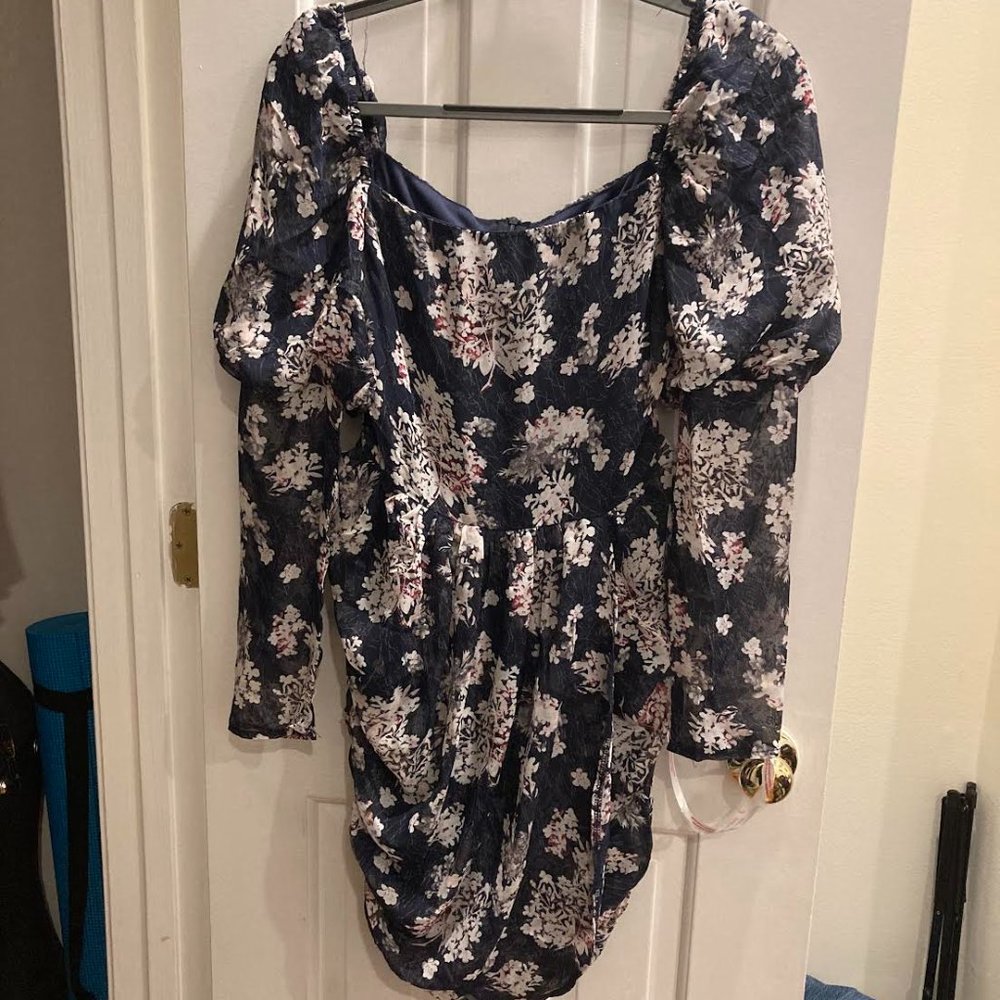 Missguided ruched side milkmaid dress in floral